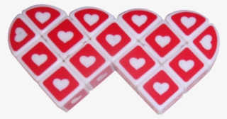 Valentine's Siamese Heart 3x3x1 White Cube - Heart