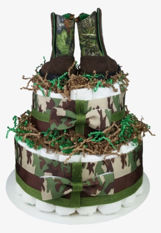Green Camo Diaper Cake For Boys - Birthday Cake