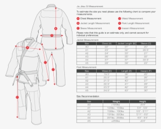 Ju Jitsu Gi Size Guide