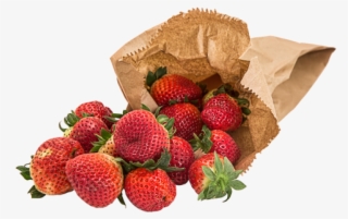 Brown Paper Bag With Strawberries Spilling Out - Principi Nutritivi Di Fragola