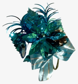 Vintage Christmas Corsage Sparkle Blue Bell Pinecone - Christmas Day
