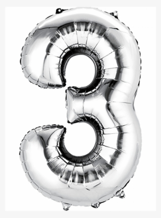 34 Inch Silver Number - Number 3 Balloon Silver