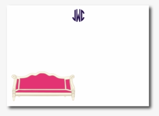 Personalized Notecards 3 Letter Mono / Pink Sofa Notecard - Couch