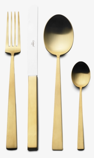 Big Wooden Spoon And Fork - Cutipol Bauhaus Gold 24tl.besteckset Bauhaus Gold