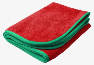 Red Power Shine Microfiber Towel W/ Green Silk Edge - Car