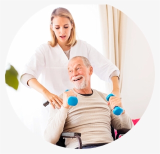 Caregiver Massaging Old Man - Dumbbell