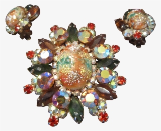 Juliana Easter Egg Brooch And Earrings With Multicolored - Crystal