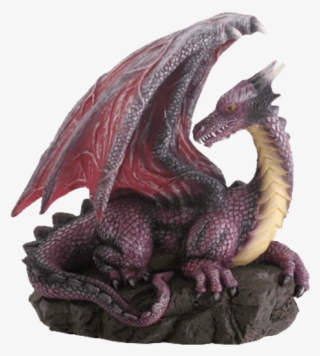 Resting Purple Dragon Statue - Homeware Purple Dragon On Rock Figurine