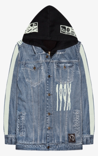 Transparent Shading Jacket Roblox Denim Jacket With White Hoodie Transparent Png 585x559 Free Download On Nicepng - roblox denim jacket t shirt png