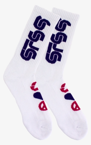 White W/ Pink Purple Logo Socks - Sock