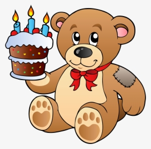 Birthday Cake Teddy Bear Clip Art - Teddy Bear With Gift Clipart