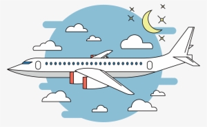 Night Sky Clipart Transparent - Airplane Cartoon Png