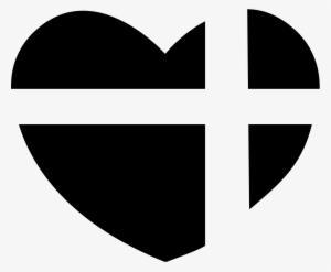 Heart With A Cross Of Present Ribbon Comments - Symbol