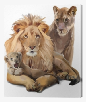 Lion Pride Watercolor Painting Canvas Print • Pixers® - Lion