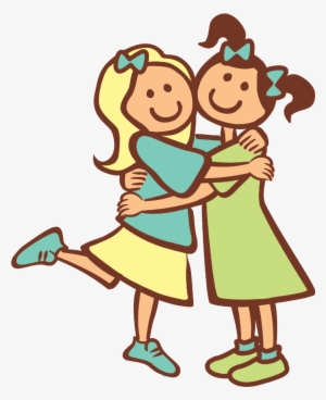 2 Girls Hugging As Best Friends - Friends Clipart