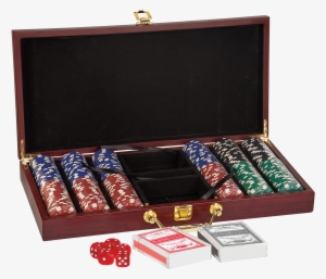 Rosewood Finish Poker Gift Set With 300 Chips, 2 Decks