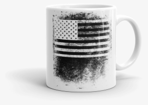 coffee mug with black and white american flag image - united states of america