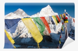 View Of Everest With Buddhist Prayer Flags From Kala - Everest