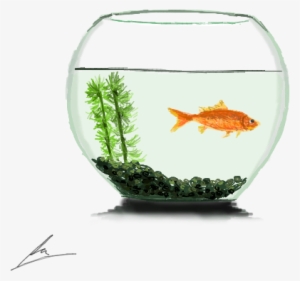 Svg Black And White Download A By Borockman On Deviantart - Goldfish In A Bowl Png