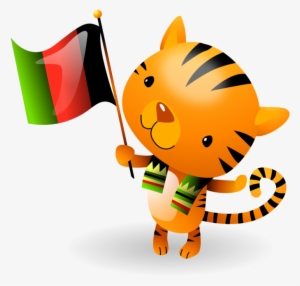 kwanzaa flag waving tiger cub - การ์ตูน ถือ ธงชาติ เยอรมัน