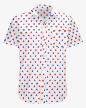 Red White And Blue Stars - White Shirt With Blue Polka Dots
