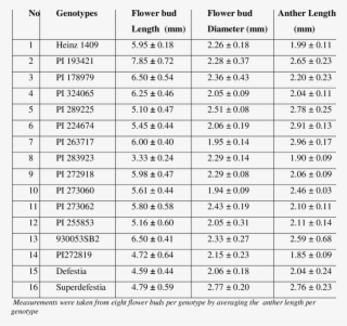 Anther Length, Flower Bud Length And Flower Bud Diameter - Flower
