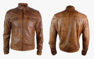Biker Leather Jacket Png High Quality Image - Retro Brown Leather Jacket
