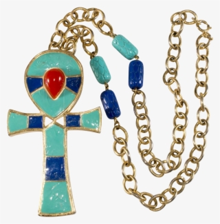 Hattie Carnegie Egyptian Revival Ankh Necklace Or Brooch - Chain