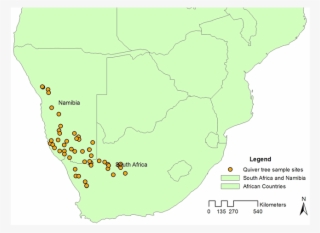 Quiver Tree Sample Sites In Namibia And South Africa - Atlas
