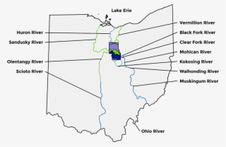 Map Showing Where The Water From Richland County Flows - Ohio White Black Shower Curtain