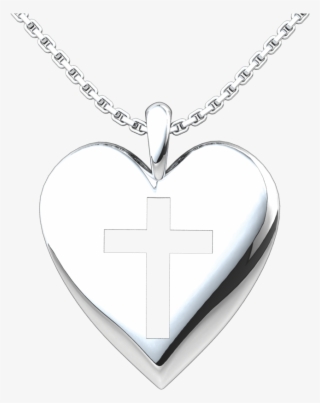 Sterling Silver Simple Heart Cross Pendant - Silver