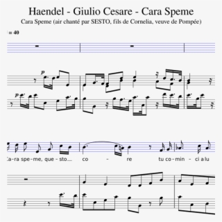 Haendel Giulio Cesare Cara Speme Sheet Music For Piano, - Sheet Music