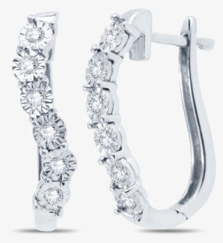 Sterling Silver Diamond Hoop Earrings - Earrings