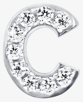 Letter C Locket Charm With White Crystals In White