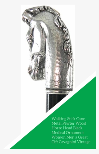 walking stick cane metal pewter wood double horse heads - bronze sculpture