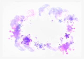 Purple Flowers Watercolor Dreamy Background - Floral Design