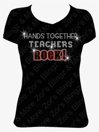Hands Together Teachers Rocks Rhinestone T-shirt Design - My 50th Birthday Shirt