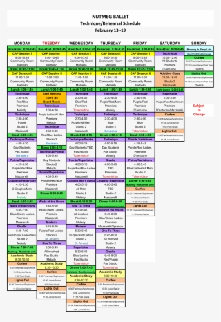 Nutmeg Schedule Feb - Lilac