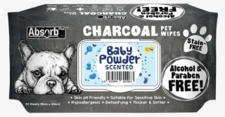 Absorb Plus Charcoal Baby Powder Scented Pet Wipes - Charcoal Dog Wipes