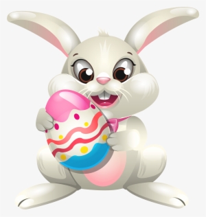 Easter Bunny Whit Egg Png Clip Art - Пасха Картинки Детские