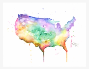 Water Color Map Of Usa