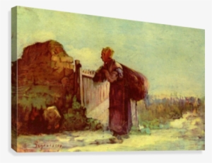 French Farmer With Bag On Her Back Canvas Print
