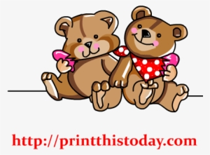 Cute Love Teddy Bears Holding A Heart - Two Teddy Bears Clip Art