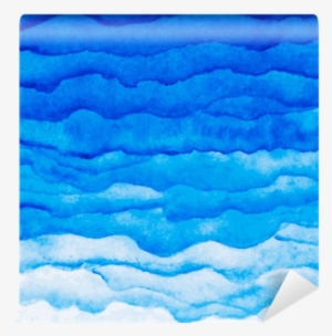 Vector Watercolor Blue Wave Background - Modshop Watercolor Waves Linen Throw Pillow