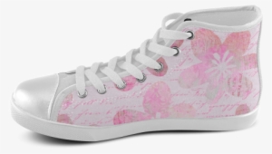 Watercolor Flower Pattern Women's High Top Canvas Shoes - High-top