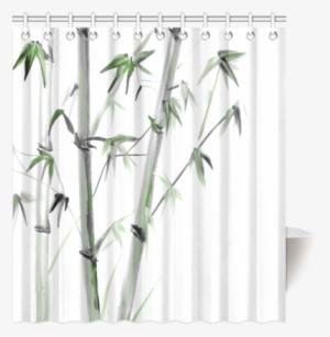 Bamboo Painting Watercolor Pattern Design Shower Curtain - Window Covering