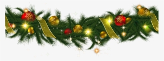 Poinsettia Clipart Christmas Pine - Christmas Garland Transparent Background