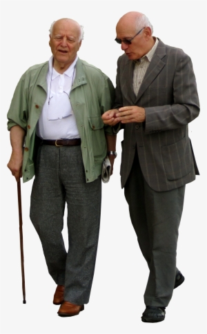 Two Old Men Walking Down The Street Chatting To Each - People Walking Front Png