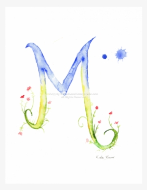 Letter M Watercolor Flower