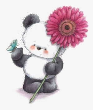 Ftestickers Watercolor Teddybear Panda Flowet Cute - Geniet Jou Dag Vriendin